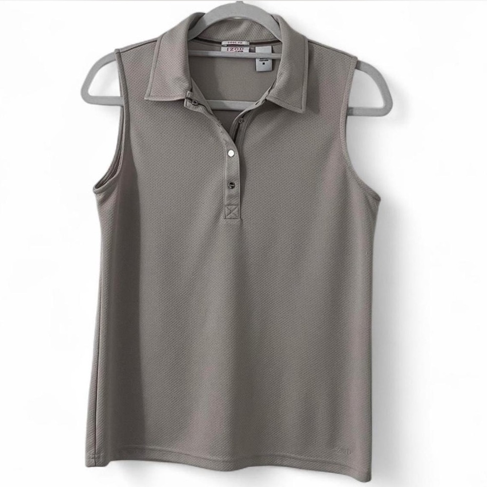 Izod Women's Sleeveless Creamy Grey XFG Cool FX Polo Golf Top